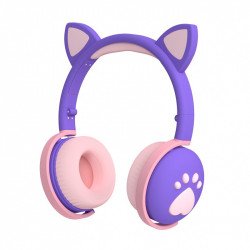 Cat Ear and Paw LED Bluetooth Headphone Headset with Built in Mic, Luminous Light, Foldable, 3.5mm Aux In for Adults Children Home School (Purple) Cat Ear and Paw LED Bluetooth Headphone Headset with Built in Mic, Luminous Light, Foldable, 3.5mm Aux In for Adults Children Home School (Purple)